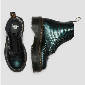 Dr. Martens Green Wild Croc Sinclair Platform Boots W9